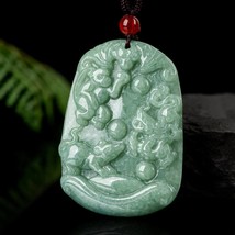 Craving Triple Appropriate Zodiac Genuine A Grade Jade Pendant Necklace - £30.05 GBP