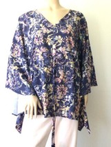 DG2 Diane Gilman Womens Top Sz XL Oversize Floral Kimono Batwing Sleeve - £11.93 GBP