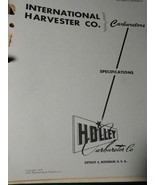 International Harvest Co. Carburetors Specifications Holley 1951 - $12.28 CAD