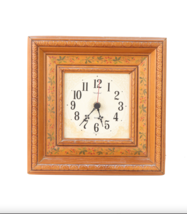 Vintage 70s Mid Century Modern MCM Wood Floral Hanging Wall Clock Farmhouse - $69.25