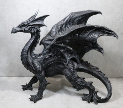Large 24&quot;L Nightfury Black Shadow Dragon Standing With Perched Up Wings ... - $219.99