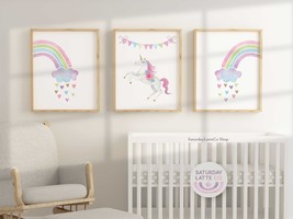 Cute Unicorn Theme Party Decoration Unicorn Nursery Wall Art Printable | Digital - £6.39 GBP
