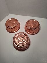 Set of 3 Vintage Copper Tone Mini Tart Jello Molds Fruit Design 4x4 Bakeware - $12.86