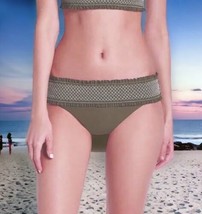 Chelsea28 Bikini Bottoms XS Banded Hipster Olive Green Ruffled Smocked L... - $35.34