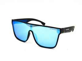 True Religion TRM1799 Unisex Flat Top Shield Sunglasses, Black /Blue Mirror #G58 - $24.70