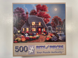 Bits and Pieces Halloween Cottage 500 Piece Puzzle New with Sealed Cellophane - $9.95