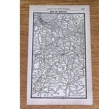 1888 Original Antique Miniature Map Of Indiana - £17.76 GBP