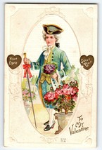 Valentines Day Postcard Victorian Oval Image Hearts Nash Embossed Series V-49 - £8.54 GBP