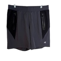 Eddie Bauer Mens Gray Black Pull On Athletic Shorts Zippered Pockets Size Large - £16.41 GBP