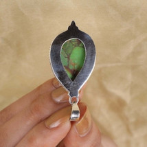 Vintage EuropeanAmerican Pear Shaped Green Turquoise Pendant - $27.85 CAD