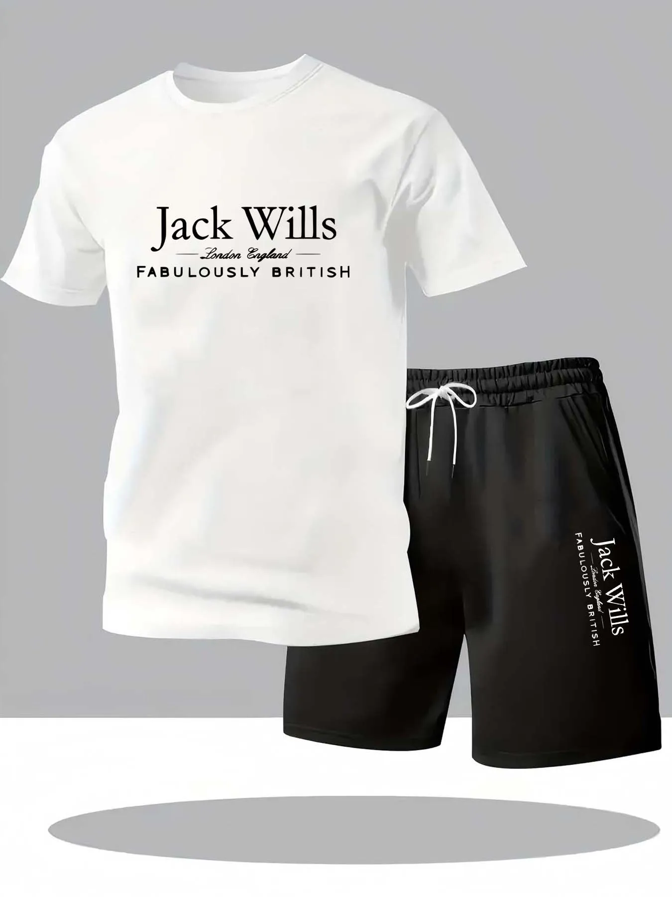 Men&#39;s Fashion Two-Piece Sportswear Set Breathable T-Shirt+Shorts Tracksu... - $47.86 CAD