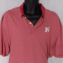 Ashworth Nebraska Cornhuskers Polo Shirt XXL Red White Striped - £13.35 GBP