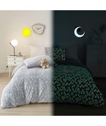 Glow in The Dark Velvet Duvet Cover with Star and Planet Pattern  (Twin ... - $32.89