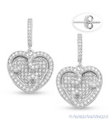 Micro-Pave Cubic Zirconia CZ Crystal 925 Sterling Silver Dangling Heart ... - €98,68 EUR