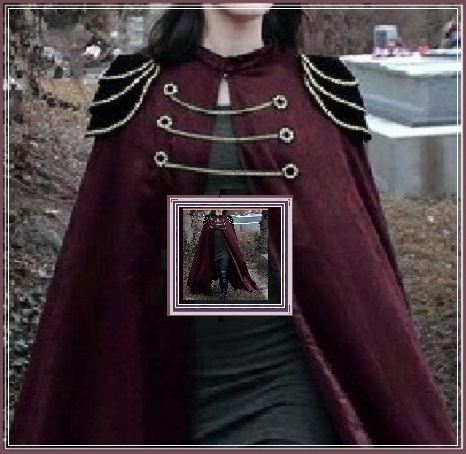 Renassiance Long Solid Burgundy Capped Shoulder Gothic Cape Vintage Cloak Coat