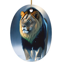 Beautiful Lion Fantasy Winter Ornament CeramicDecor Xmas Gift For Lion Lover - £13.47 GBP