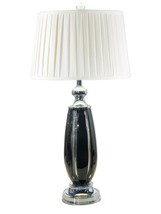 Table Lamp Dale Tiffany Blackline Pleated Shade 1-Light Black Polished Chrome - £287.93 GBP