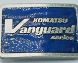 Vintage 1985 Komatsu Vanguard Series Pewter and Blue Enamel Belt Buckle - £14.17 GBP