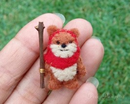 Miniature Felt Ewok, Ewok Mini Plush, Tiny Felt Ewok, Felted Ewok Star Wars Toy - £11.12 GBP