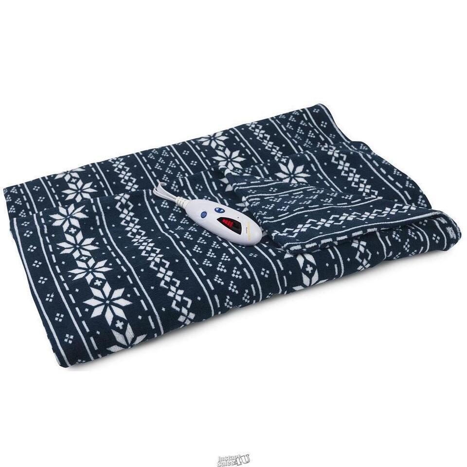 Biddeford Microplush Electric Heated Warming 180G Throw Blanket Navy Blue Fair