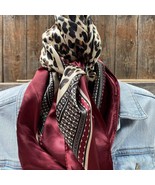 Wine Leopard Print Printed Western Southwestern Wild Rag Scarf Accent - $545.68 MXN