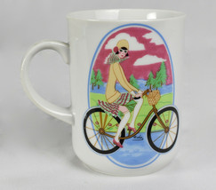1976 Vintage Seymour Mann Cup Mug IN VOGUE 1910 Cyclist Sportswoman - £21.01 GBP