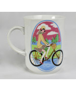 1976 Vintage Seymour Mann Cup Mug IN VOGUE 1910 Cyclist Sportswoman - $36.54 CAD