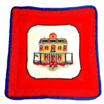 Victorian House Pillow Cover Sham Quilted Square Zipper Blue Red 16-in s... - $295.44 MXN