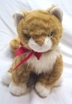 TY Classic SOFT CUTE ORANGE &amp; WHITE CAT W/ RED BOW 10&quot; Plush STUFFED ANI... - $24.74