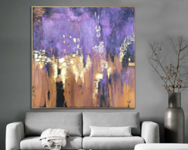 Painting On Canvas Abstract City Rain Colorful Twilight Wall Art | CITY TWILIGHT - £306.81 GBP