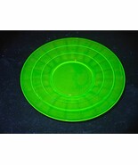 Block Optic Green Uranium Vaseline Glass Bread Plate 6.25&quot; GLOWS Anchor ... - $24.26 CAD