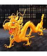  Metal gragon statue sculpture crafts gift,Goolden charm Chinese dragon figurine - $105.00
