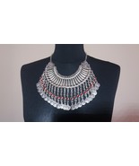 Half Moon Drop Coin Eternity Necklace with Pomegranate Seeds Stone - $1,047.17 MXN