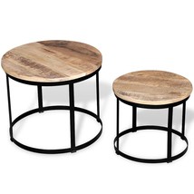 vidaXL Round Coffee Table Set - Solid Mango Wood &amp; Iron, Brown/Black, 42... - $2,728.32 MXN