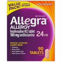 Allegra 24 Hour Allergy Relief Medicine *07/2025*Tablets - Fexofenadine - $300.99 MXN