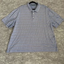 Bobby Jones Mens Polo Shirt 2XL Blue Stripes Short Sleeve Cotton Knit Stretch - £9.70 GBP