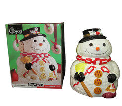 Gibson Cookie Jar Snowman 10&quot; Vintage Treat Holiday Ceramic Christmas 1997 - $14.83