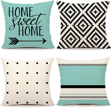 Spring Summer Throw Modern Pillow Covers 18 X 18 Inch Set of 4, Home Sweet Home - £16.82 GBP