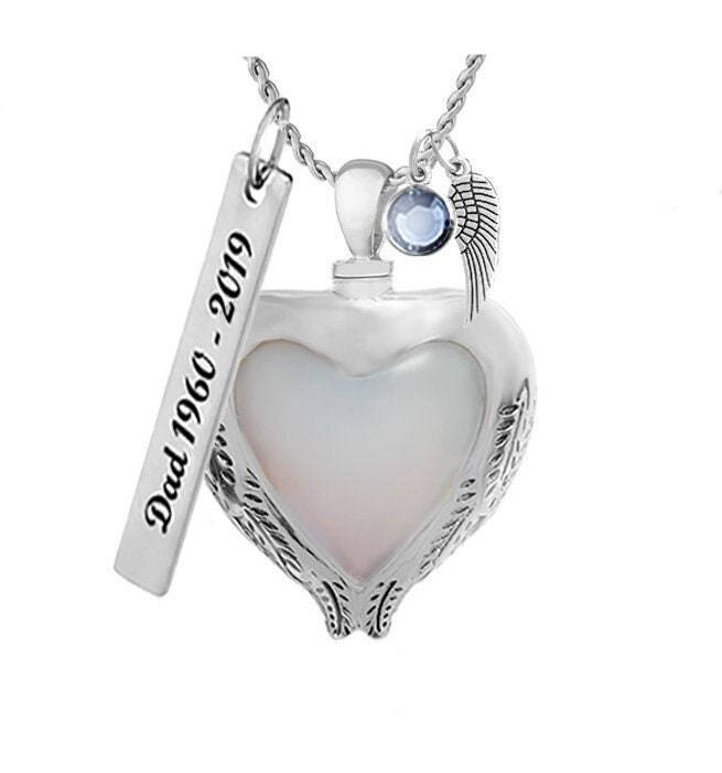 Angel Wings Moonstone Pendant Urn - Love Charms™ Option - $29.95