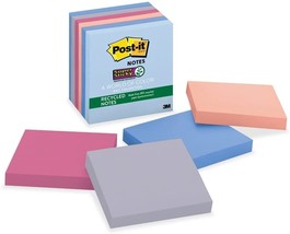 Post-It Super Sticky Recycled Notes, 5 Pastel Colors, Sticks And, 3 In X... - £18.08 GBP