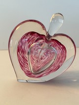 Heart Shaped Paperweight Clear &amp; Purple Glass Perfume Bottle Doppler Silvestri - $24.61