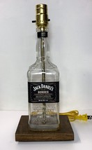 Jack Daniel&#39;s Bonded Jack Whiskey Bar Bottle TABLE LAMP Lounge Light Wood Base - £43.69 GBP