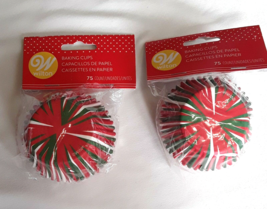 2 Wilton Holiday Assorted Christmas Standard Baking Cups 75 Ct Red Green White - $8.02