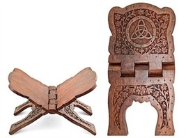 Triquetra Carved 13&quot; Book of Shadows Wooden Book Holder! - $22.72