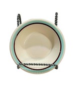 Vintage Shenango China Small Bowl White Aqua Brown Sauce Dipping Trinket... - £7.24 GBP