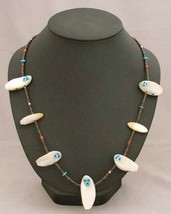 Native American Zuni Corn Maiden Fetish Necklace with Turquoise by Mike Yatsayte - £385.48 GBP