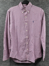 VTG Polo Ralph Lauren Shirt Mens Medium Red Plaid Cotton Button Down Long Sleeve - £19.22 GBP