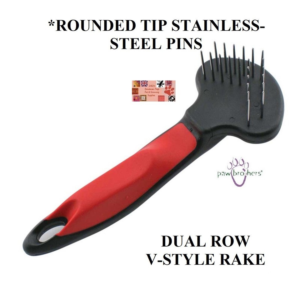 Paw Brothers PET V-Style MAT PICKER RAKE DOUBLE ROW PIN RAKE COAT Hair D... - $11.99