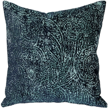 Visconti Teal Blue Chenille Throw Pillow 21x21, Complete with Pillow Insert - £66.03 GBP