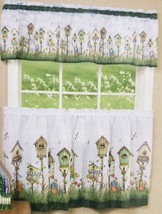 3pc Printed Curtains Set: 2Tiers &Swag (60"x36") Birds,Home Sweet Home, Achim - $24.74